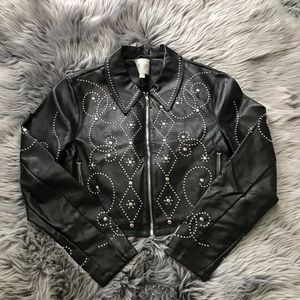 NEW back studded up zip through crop jacket sz M